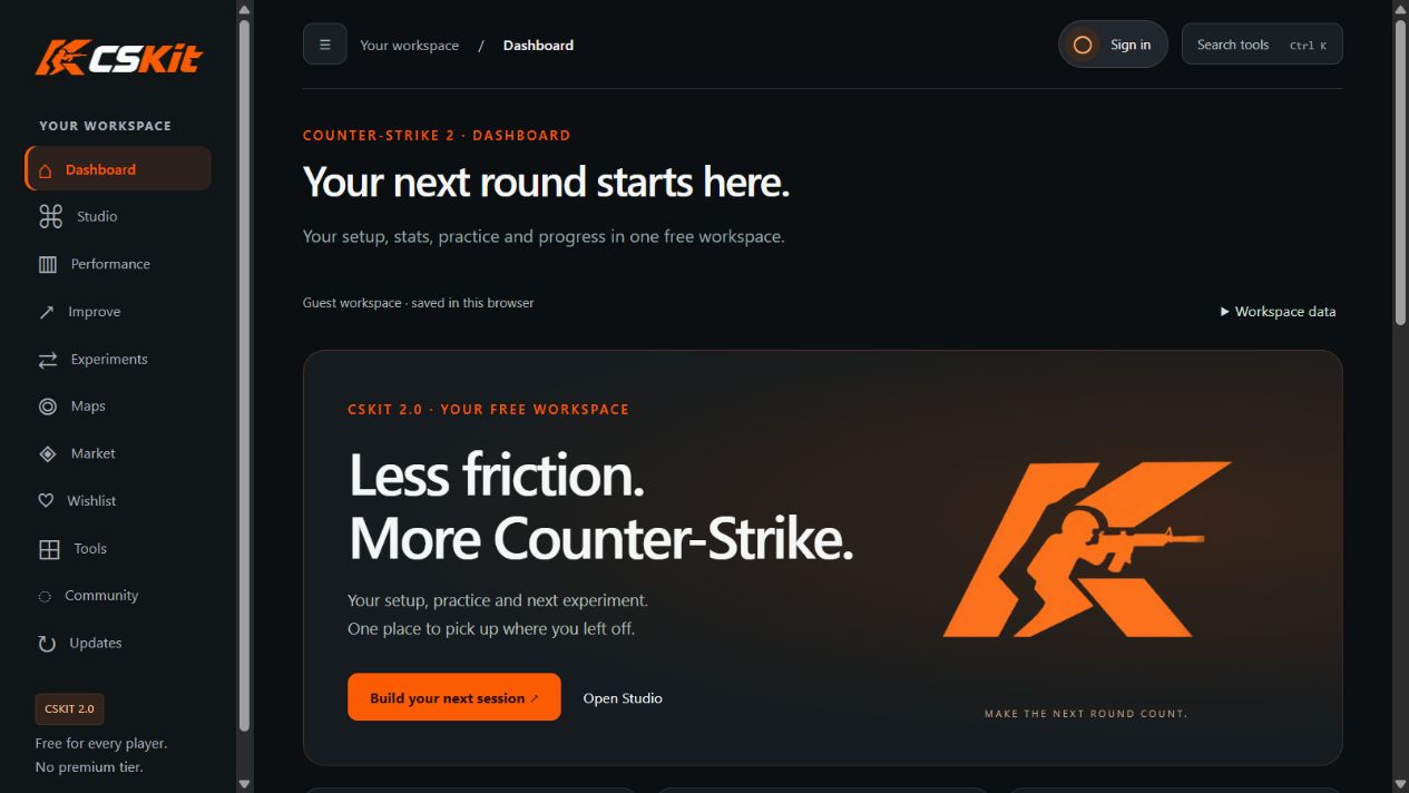 CSKit Counter-Strike 2 tools dashboard